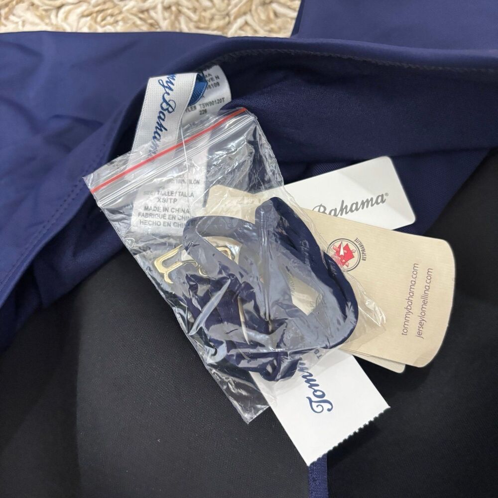 Tommy Bahama Women’s Pearl Sarong Wrap Bandeau Bandini Tankini Top Navy NWT XS - Picture 10 of 11